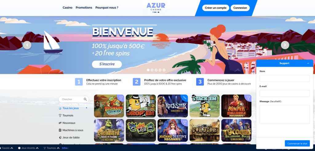 support azur casino