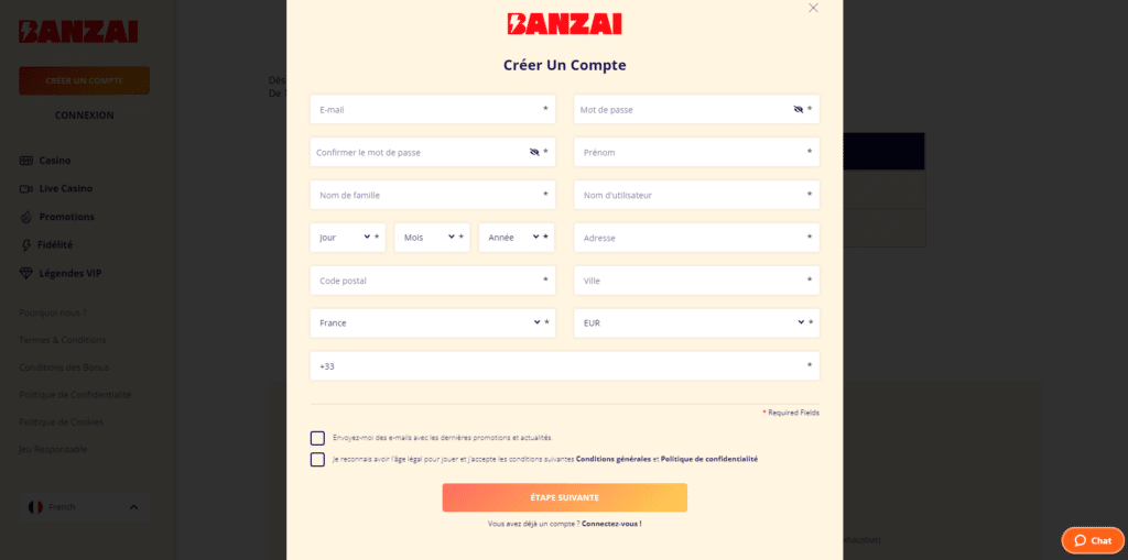 S'inscrire Banzai