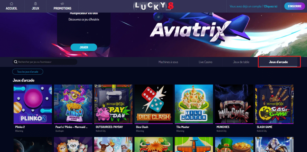 jeux arcade lucky8