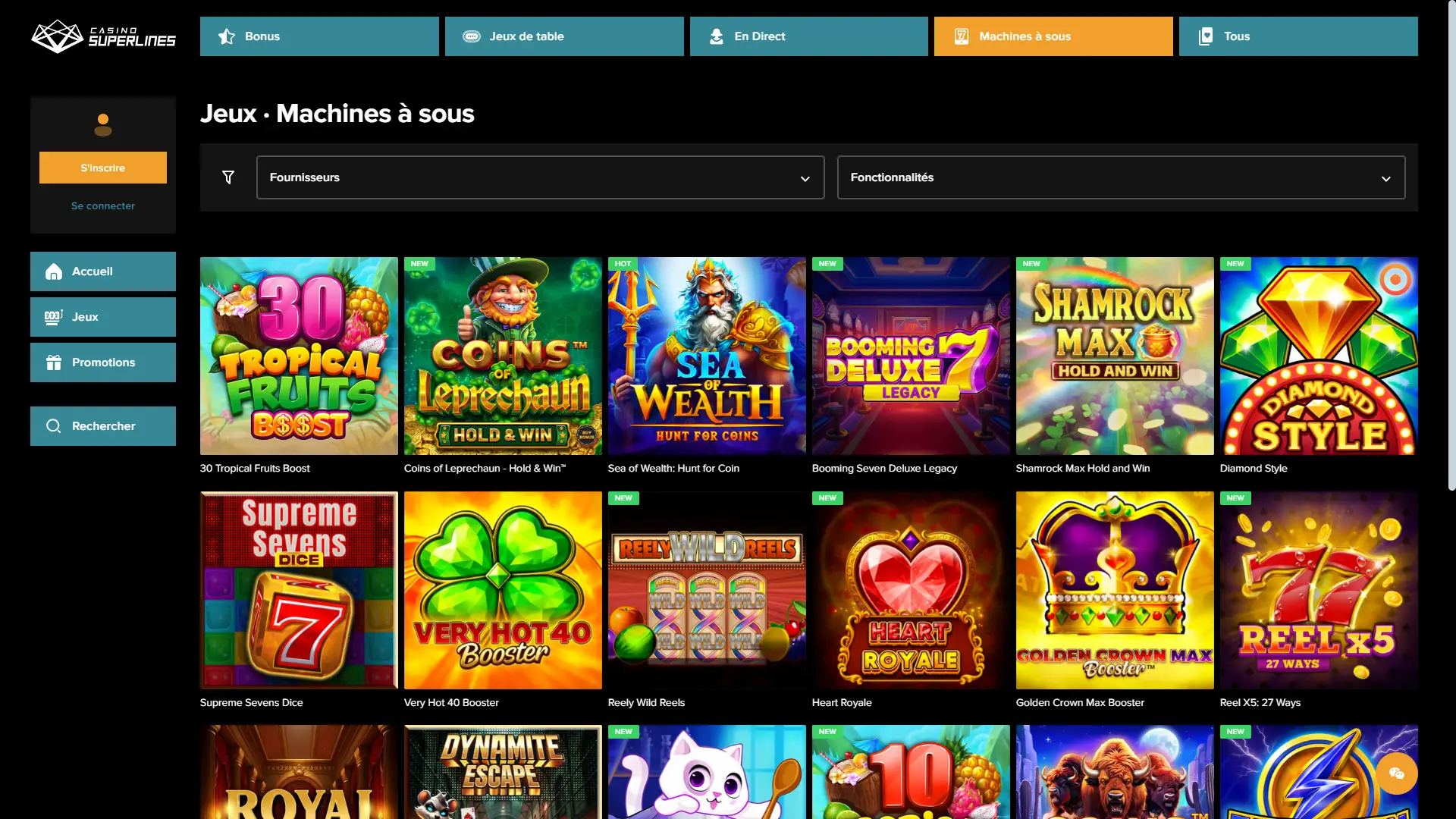 machines à sous sur superlines
