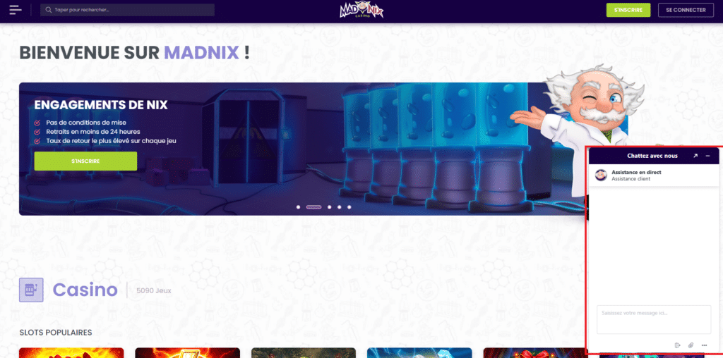 Madnix Casino 15 Service client Madnix