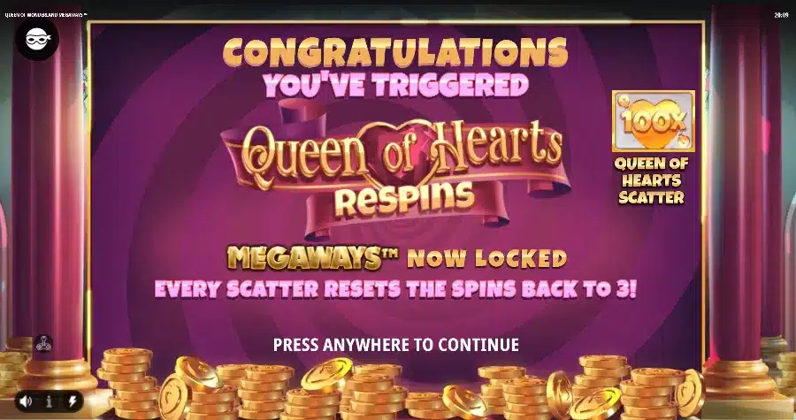 Queen of Wonderland Megaways 5 Queen of Wonderland Megaways : Respins