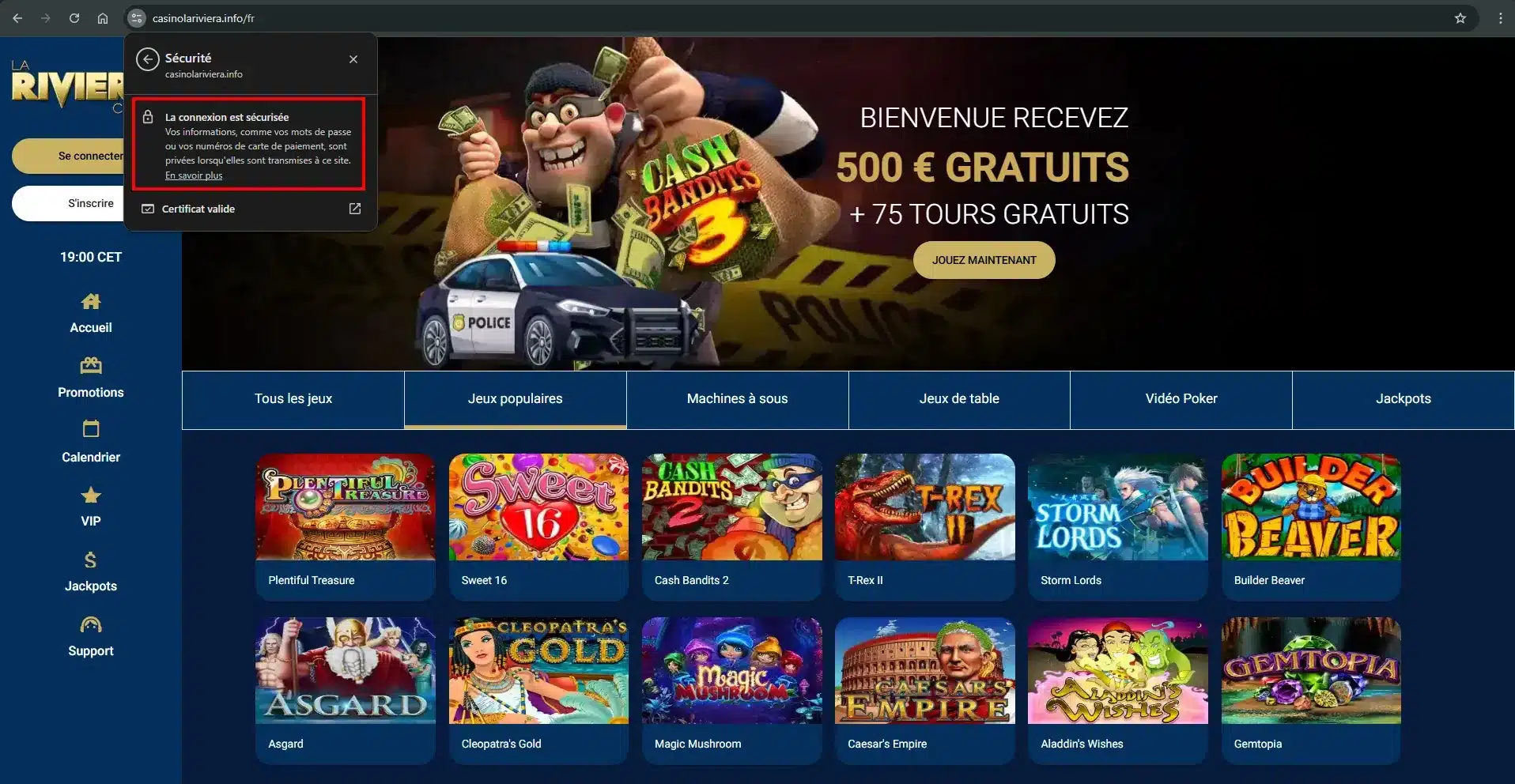 Notre Avis sur La Riviera Casino 5 cryptage ssl sur la riviera