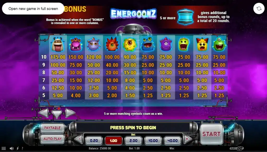Energoonz 7 Energoonz: lignes de paiement