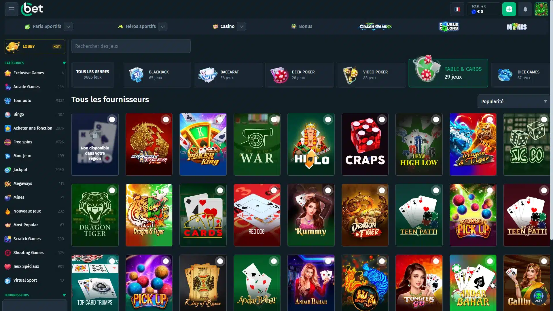Notre Avis sur Cbet Casino 3 jeux de table sur cbet