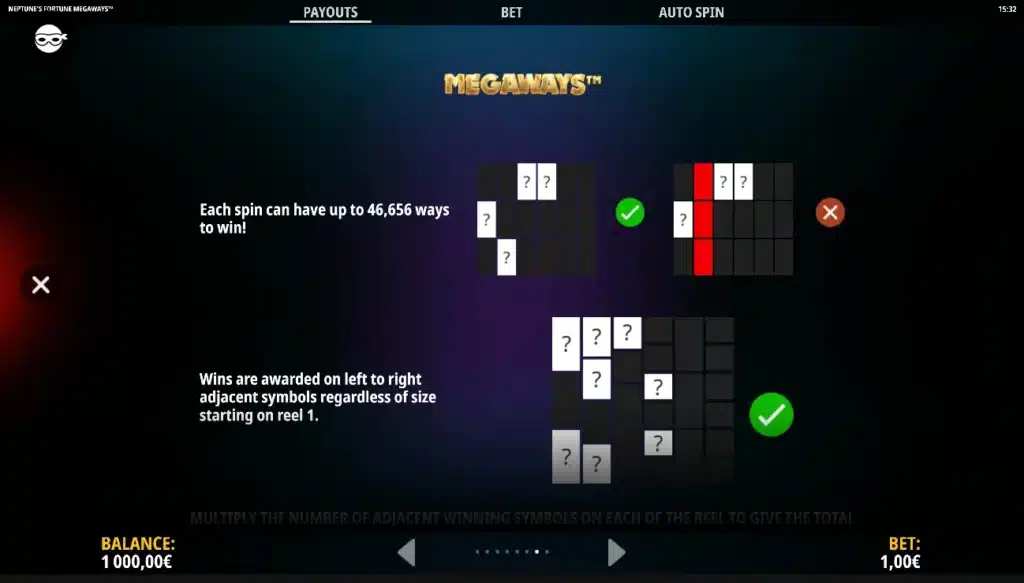 Neptune's Fortune Megaways 5 Neptune’s Fortune : lignes de paiement