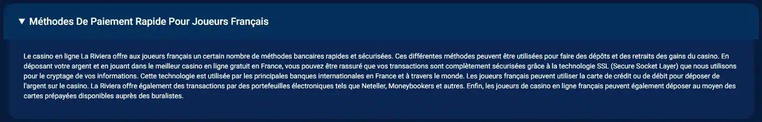Notre Avis sur La Riviera Casino 6 sécurité des transactions sur la riviera