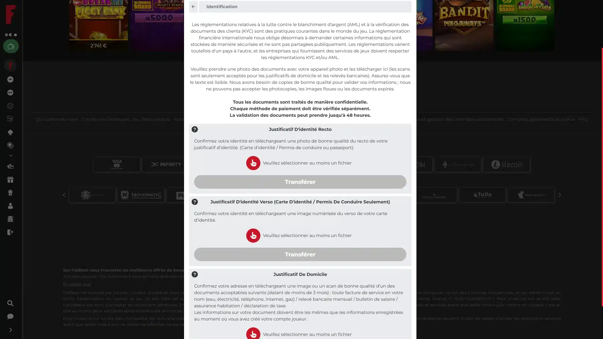 Notre Avis sur FatBoss 15 vérification kyc sur fatboss