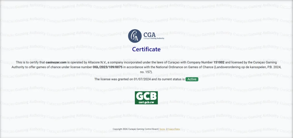 Casinozer : Notre Avis 8 Licence Casinozer