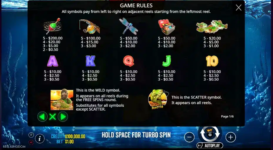 Big Bass Bonanza 3 Big Bass Bonanza : symboles