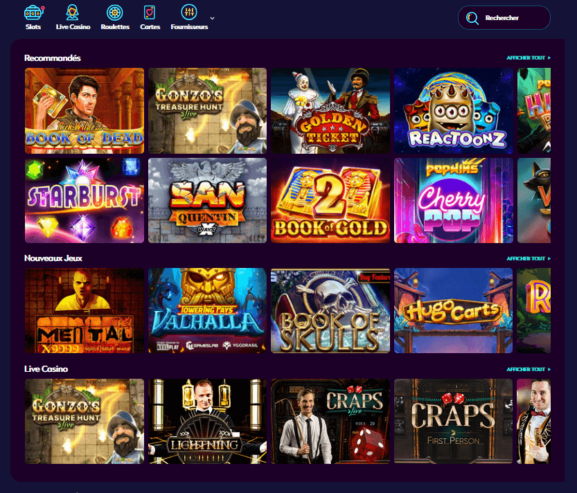 Jeux de casino disponible sur Casino 360