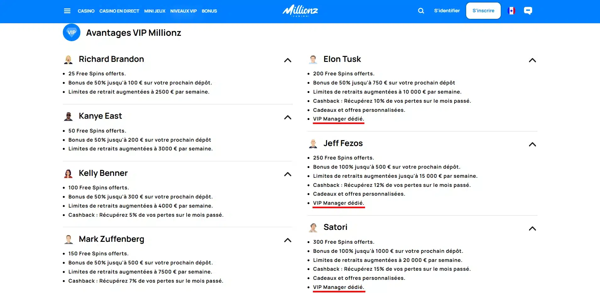 service client vip sur millionz