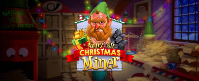 angry elf christmas miner banner