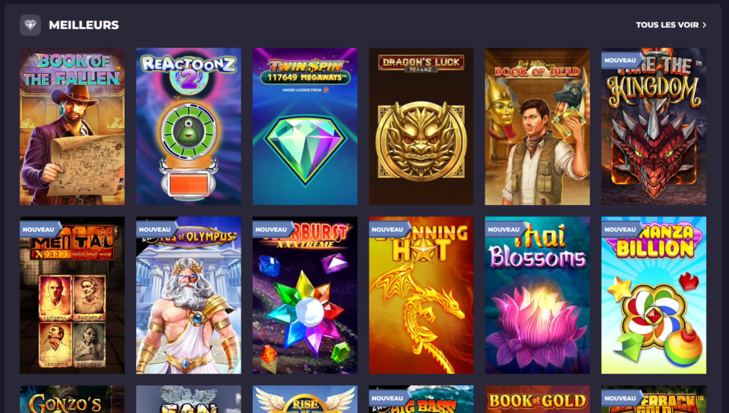 Jeux disponibles sur le casino PowBet1.com