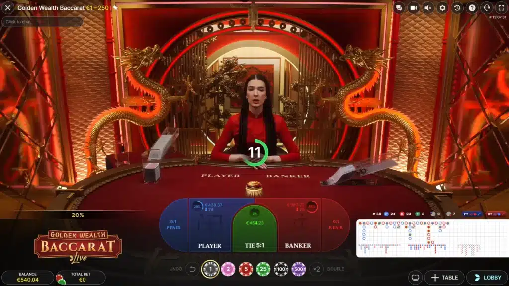 golden wealth baccarat d'evolution gaming