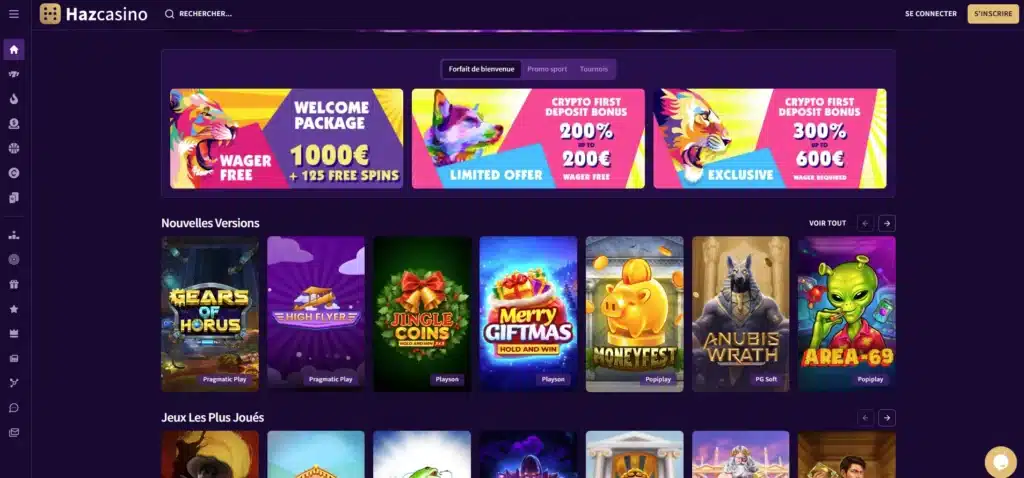 hazcasino page d'accueil