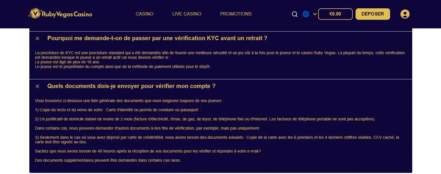 Notre avis sur Ruby Vegas 20 kyc sur ruby vegas casino