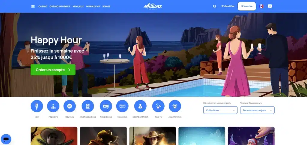 page d'accueil millionz