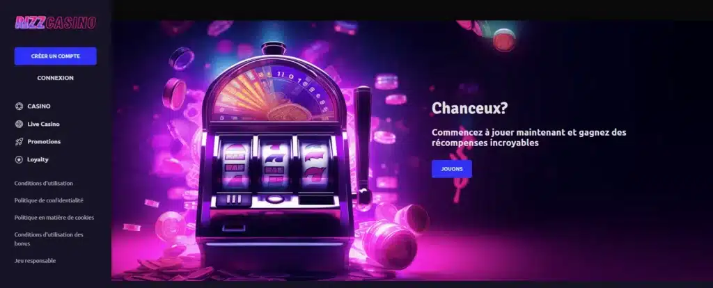 rizz casino page d'accueil