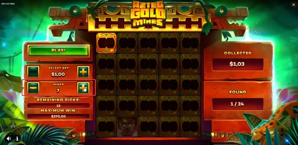 Aztec Gold Mines Avis : Guide complet pour jouer gratuitement 6 Sélection du nombre de mines Aztec Gold Mines