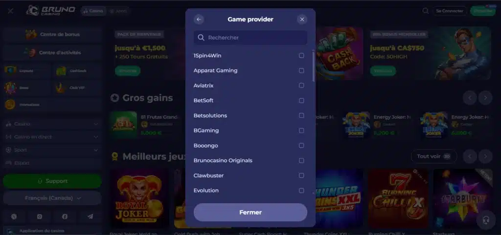 Notre avis sur Bruno Casino : Guide complet et analyse 12 La liste des fournisseurs de Bruno Casino