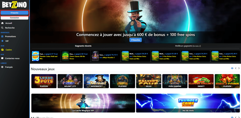 S'inscrire sur Betzino