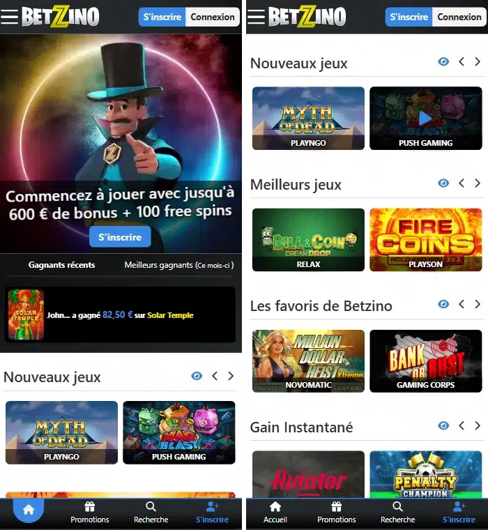 Betzino sur mobile