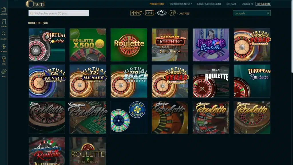 Notre Avis sur Cheri Casino 7 jeux de table roulette sur cheri casino