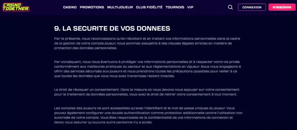 La sécurité informatique sur Casino Together