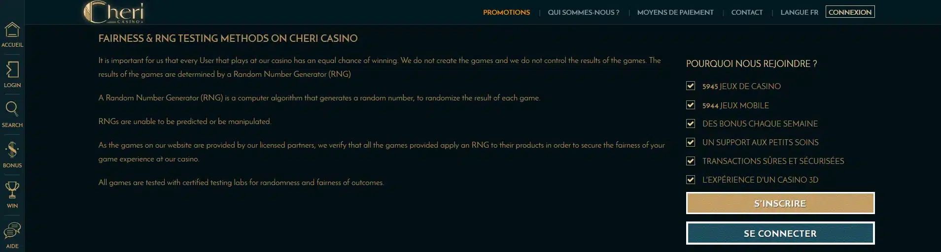Notre Avis sur Cheri Casino 14 rng sur cheri casino