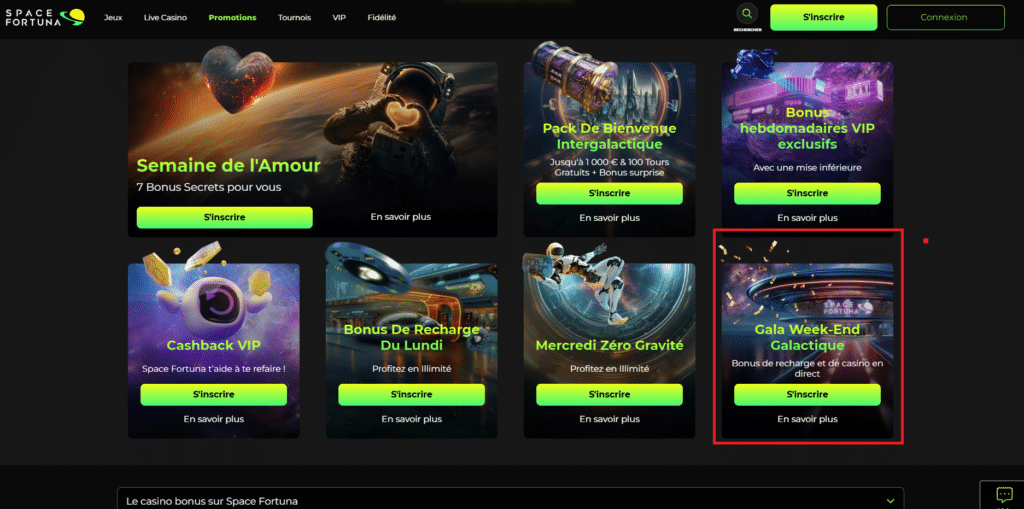 bonus week end space fortuna