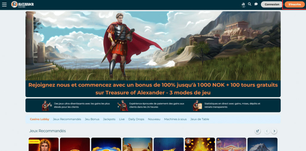 Alexander Casino 6 S'inscrire sur Alexander Casino