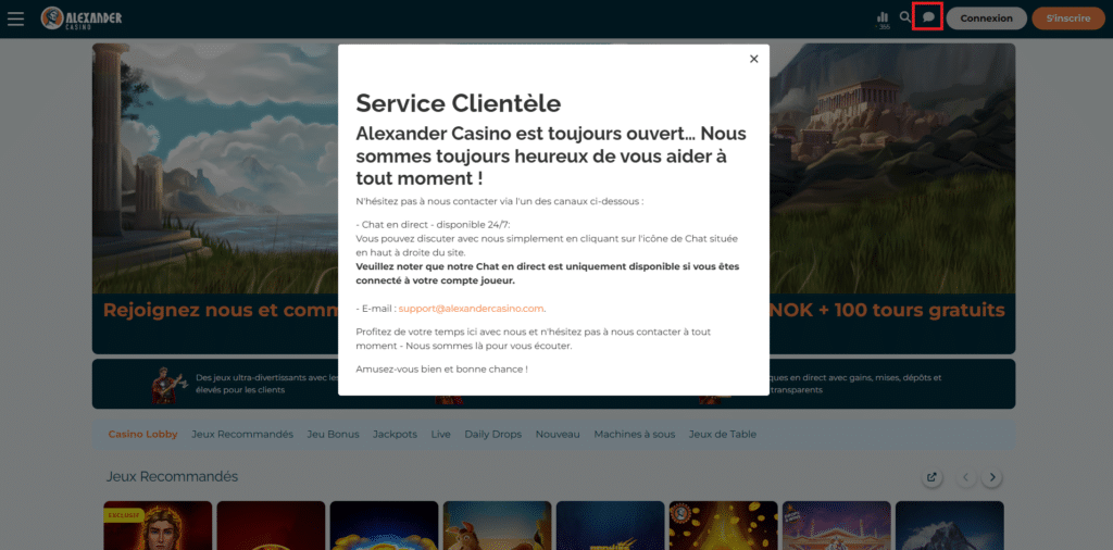 Alexander Casino 15 Chat en direct Alexander Casino