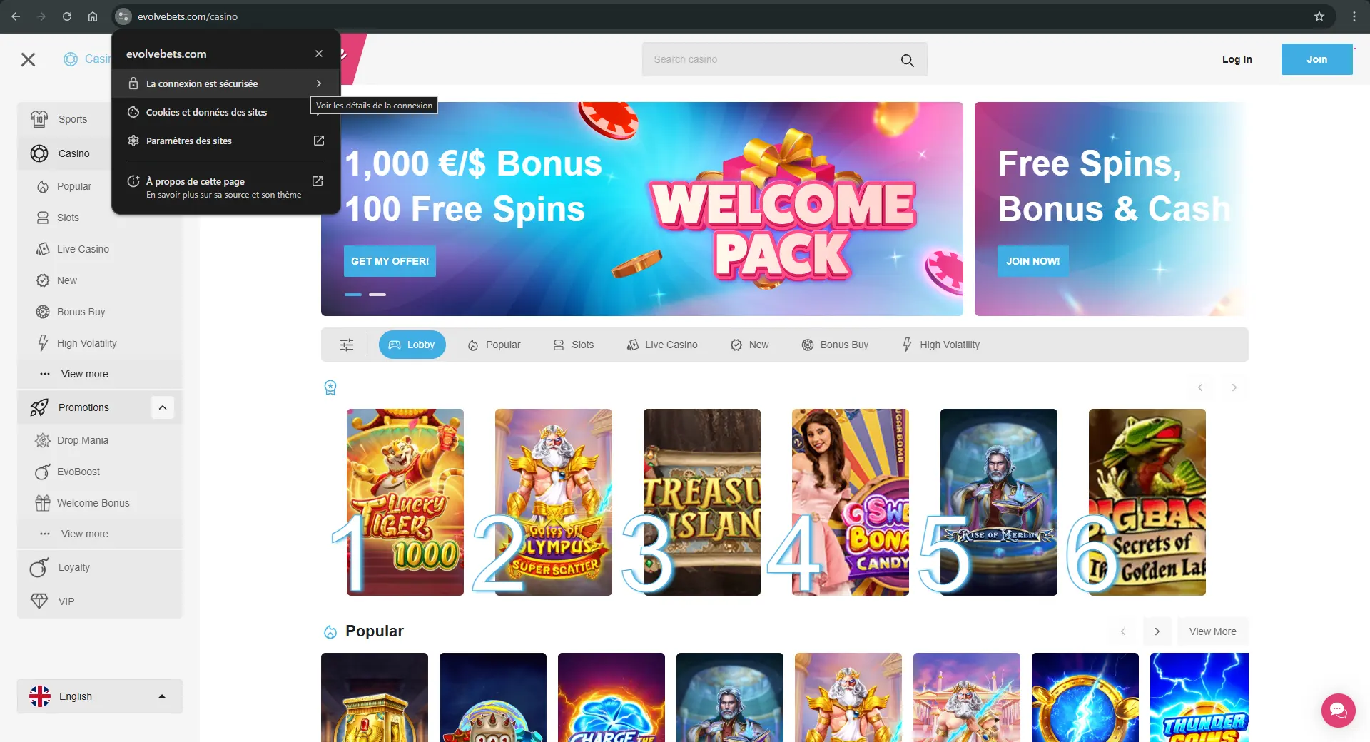 Notre Avis sur Evolve Casino 11 ssl sur evolve