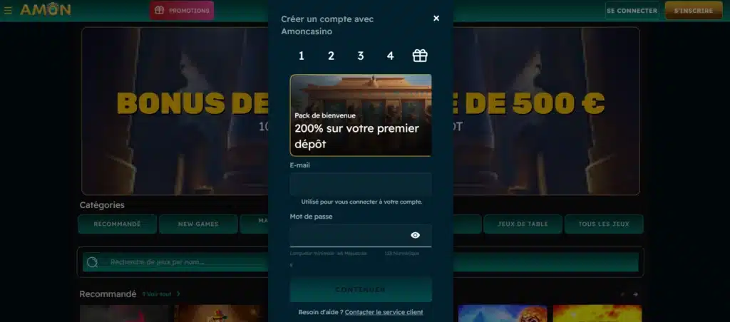 Amon Casino : Notre avis complet 7 Inscription Amon Casino