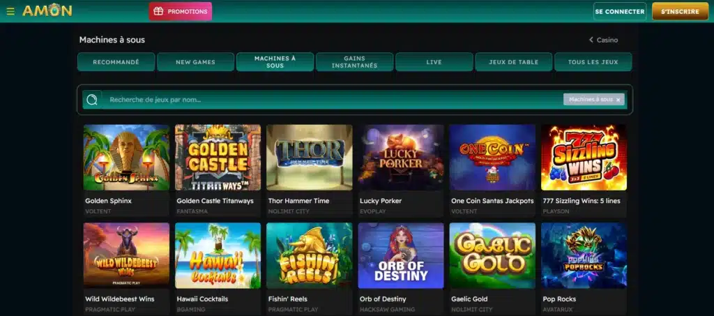 Amon Casino : Notre avis complet 3 Machines à sous Amon Casino