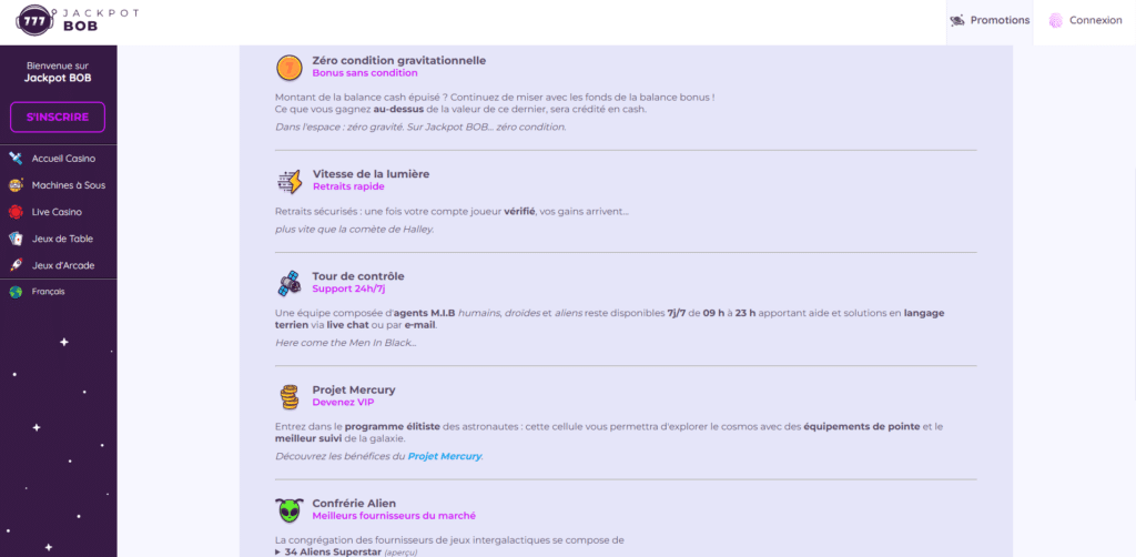 vip avantages jackpotbob