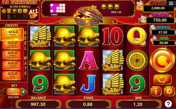 Les mises et fonctionnalités de 88 Fortunes Bally