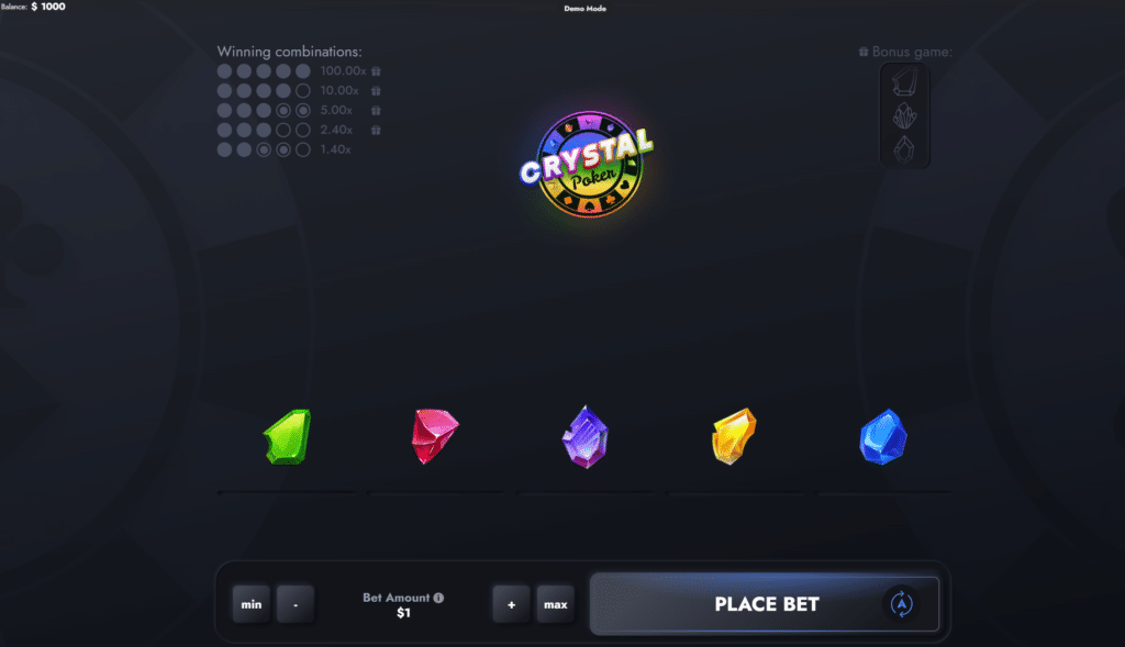 crystal poker gameplay