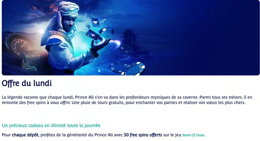 Bonus en freespins Prince Ali