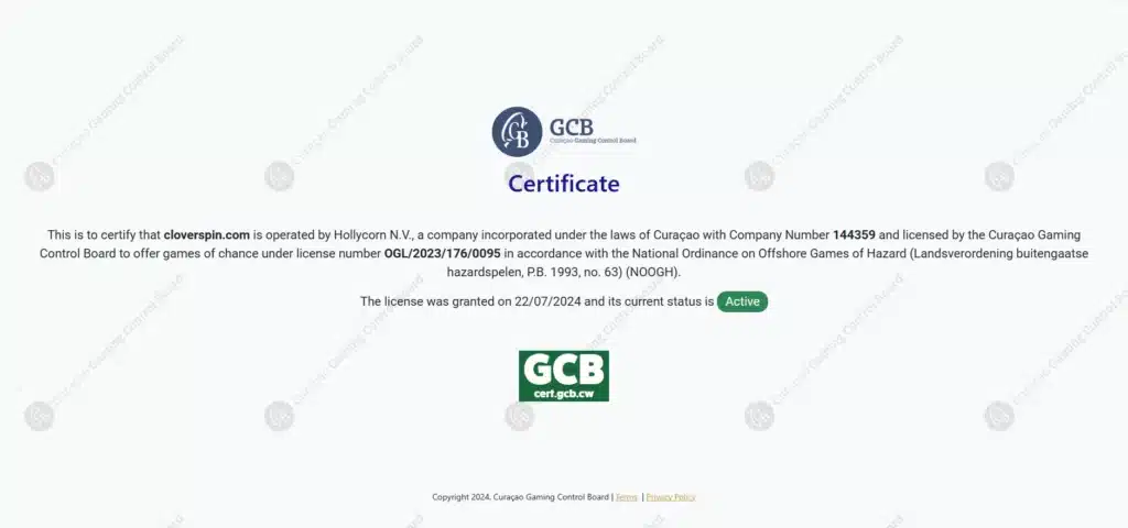 licence cloverspin