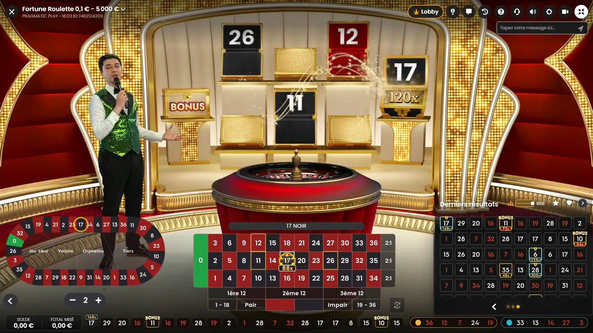 coffre et multiplicateurs de fortune roulette