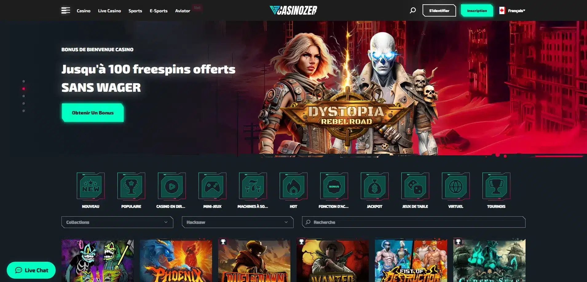 Hacksaw sur Casinozer