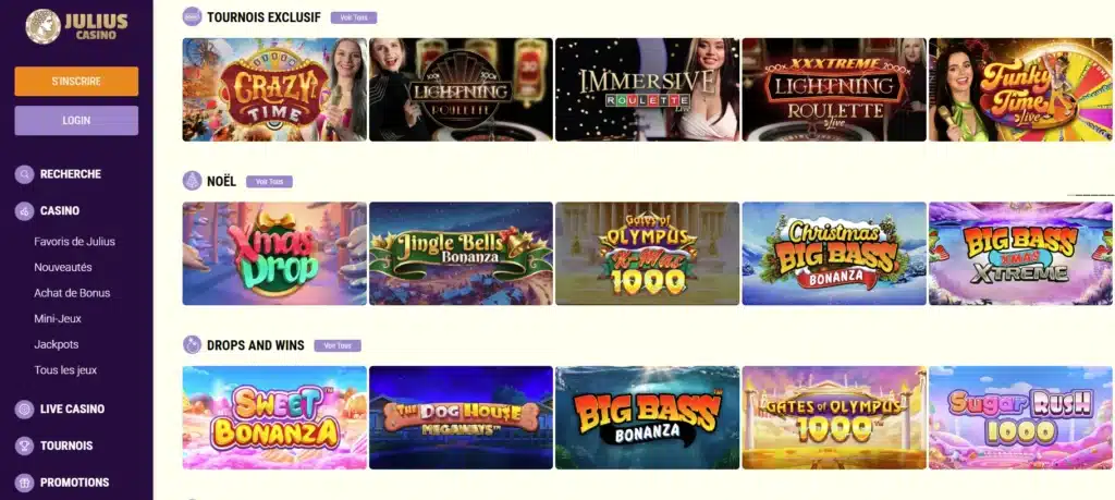 page d'accueil julius casino