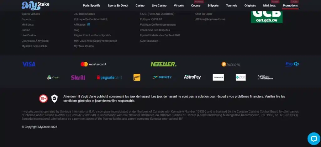 Méthodes de paiement sur MyStake