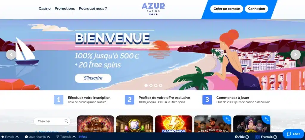 Page d'accueil de Azur Casino