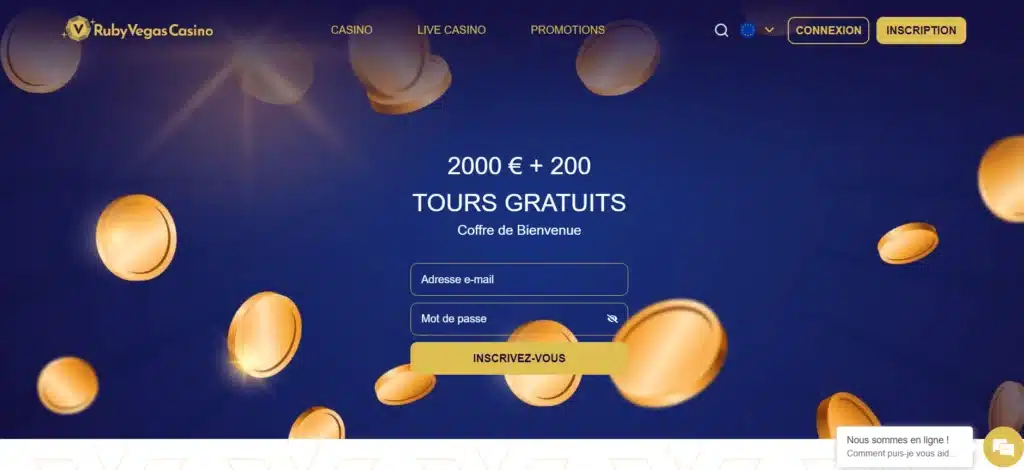 Page d'accueil de Ruby Vegas