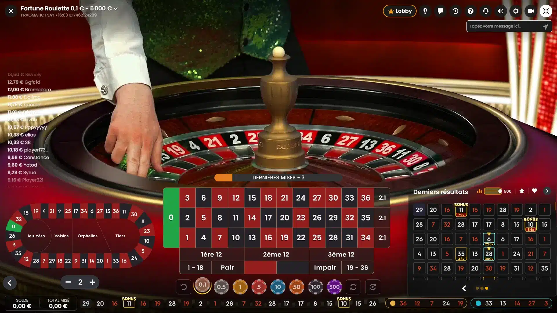 paris sur fortune roulette