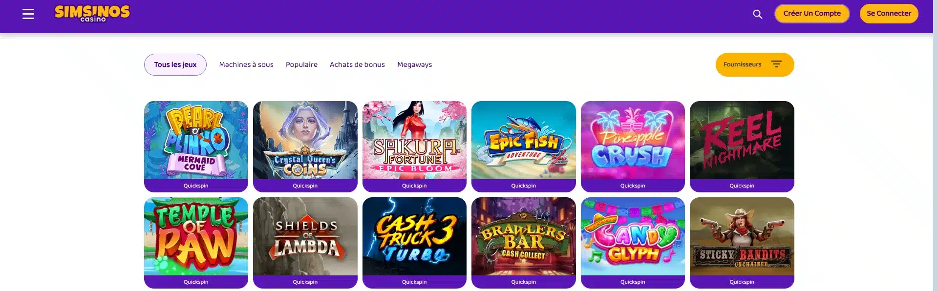 quickspin sur simsinos