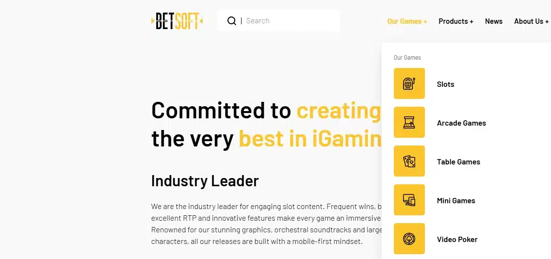 type de jeux betsoft